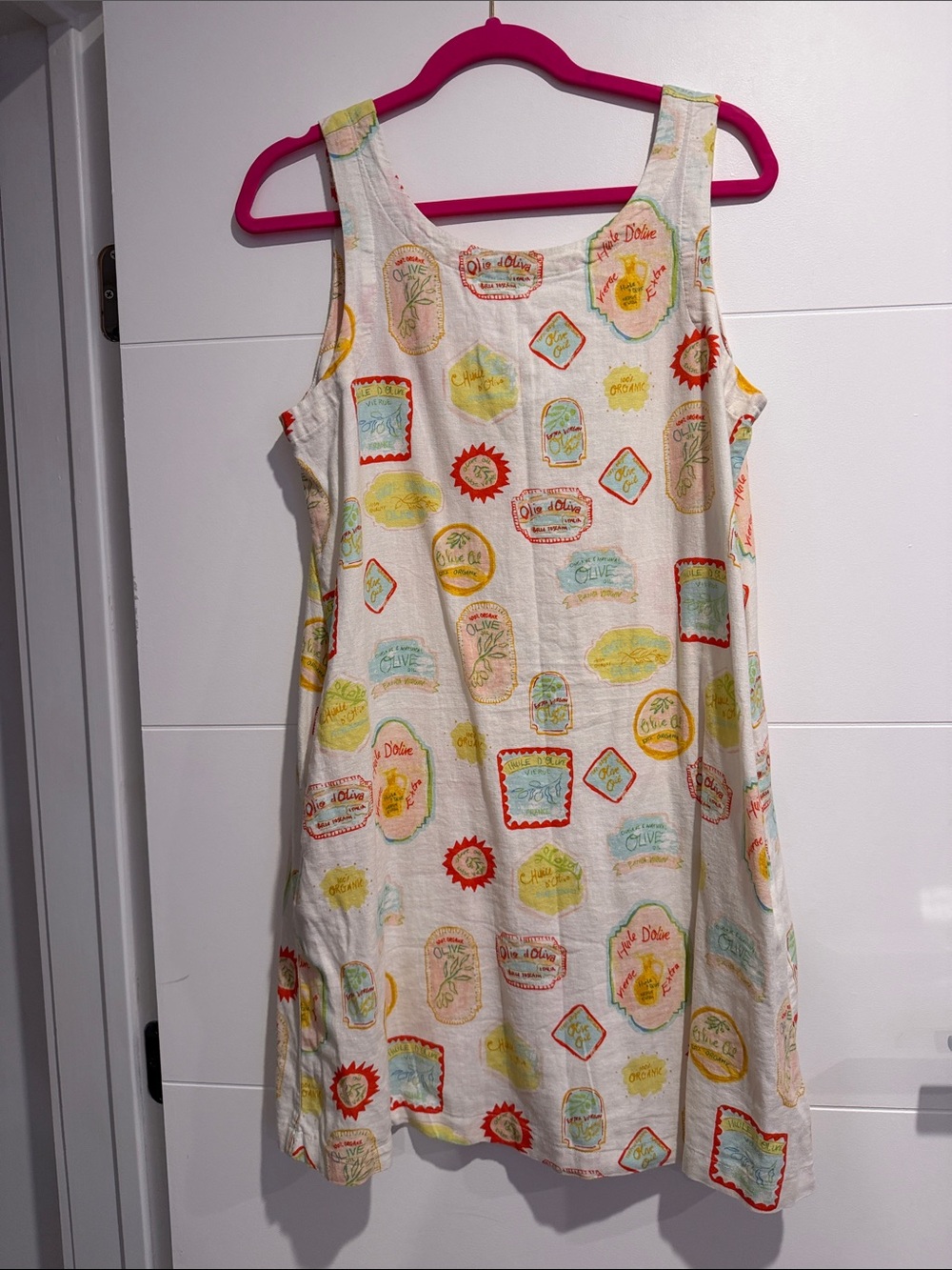 Cynthia Rowley Cream Tank Sundress with Yellow, Red & Aqua Motifs